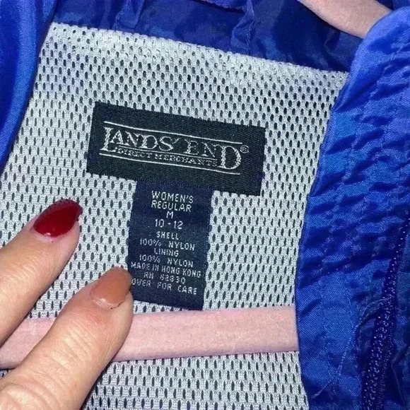 Lands' End‎ Sz M Nylon Windbreaker Lightweight Packable Vented - Picture 3 of 11